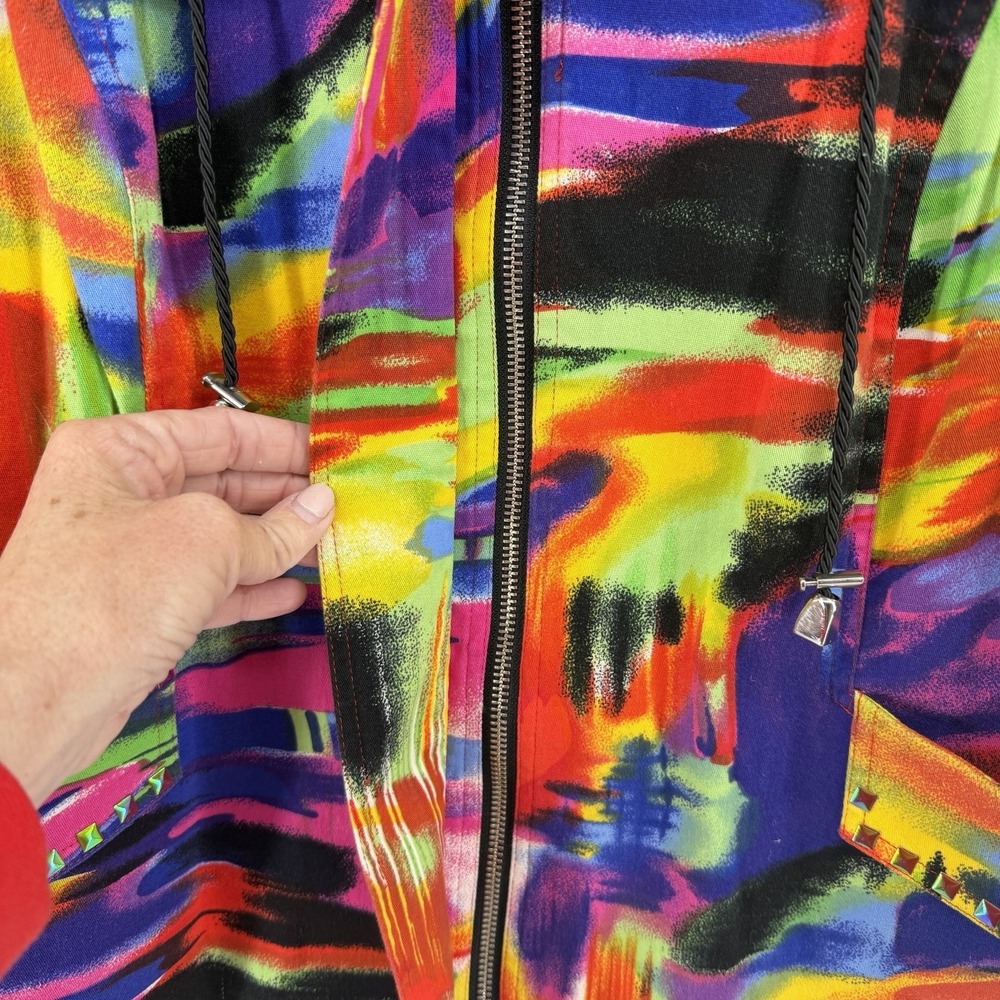 VTG The Collective Works Of Berek 2 Women XL Beaded Jacket Multicolor Neon Art - Picture 4 of 10